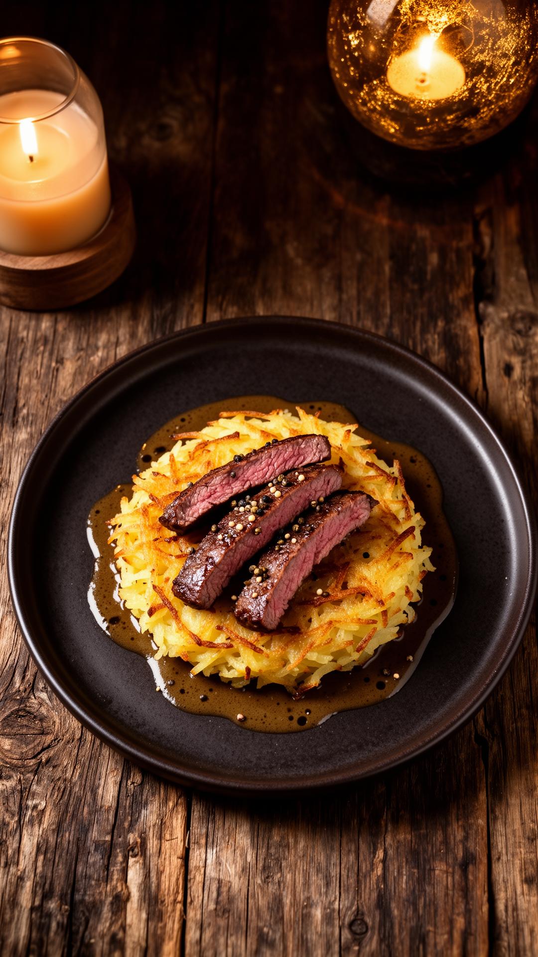 Rösti mit Rindsfiletstreifen